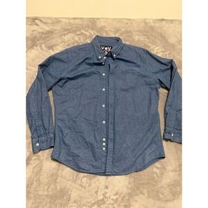 Voya Button Down Shirt Mens XL Blue Long Sleeve Casual Collared Pocket